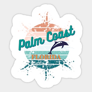 Palm Coast Florida Retro Vintage Sunset Sticker